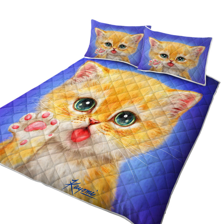 Cats for Kids Hi There Sweet Greeting Kitten Twin Quilt