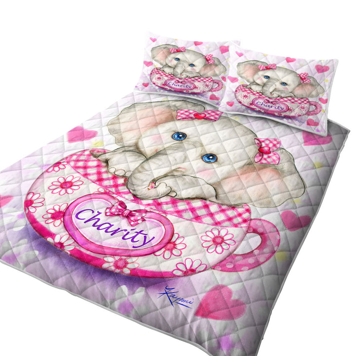 Charity Kids Inspiring Design Cute Girly Elephant King Size Bedspreads