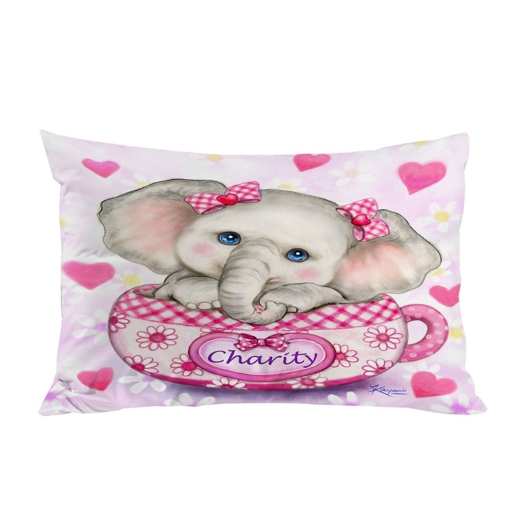 Charity Kids Inspiring Design Cute Girly Elephant Pillow Cases
