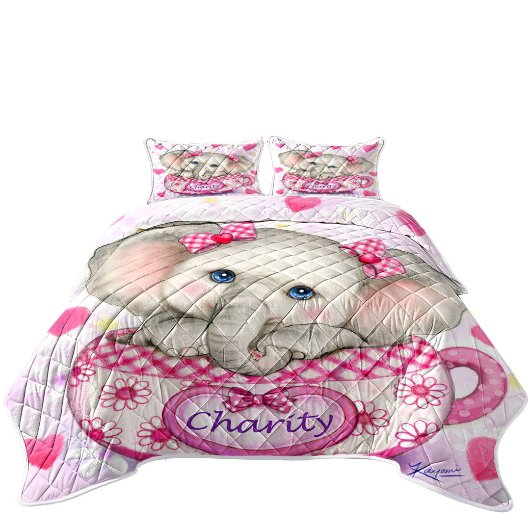 Charity Kids Inspiring Design Cute Girly Elephant Summer Quilt