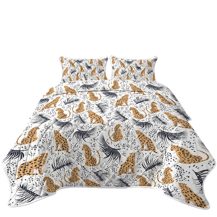 Cheetah Drawings Pattern King Size Bedspreads