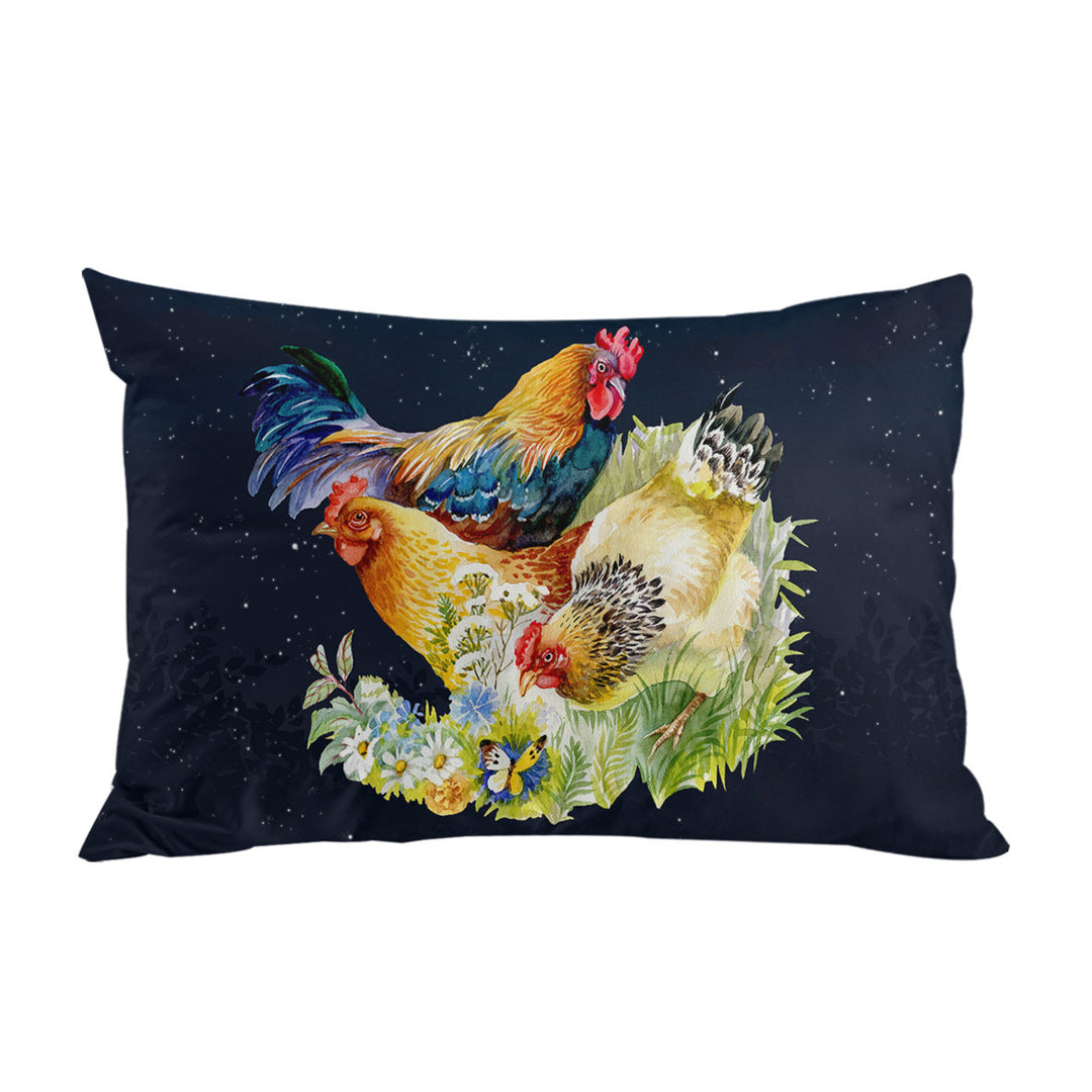 Chickens over Night Skies Pillow Cases