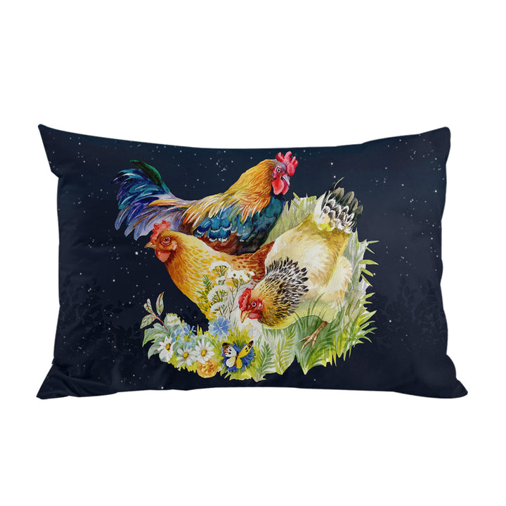 Chickens over Night Skies Pillow Cases