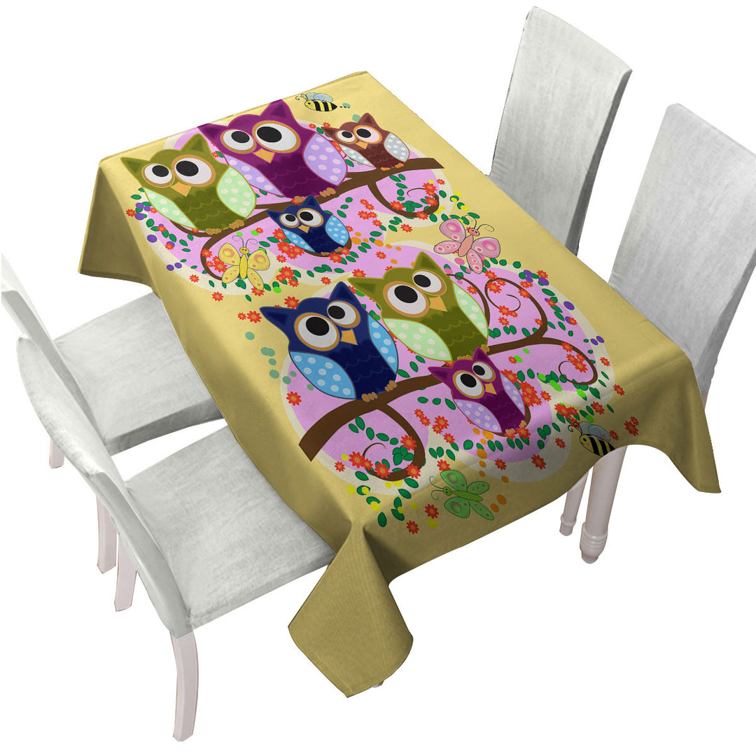 Children Cute Multi Colored Owls Custom table Covers
