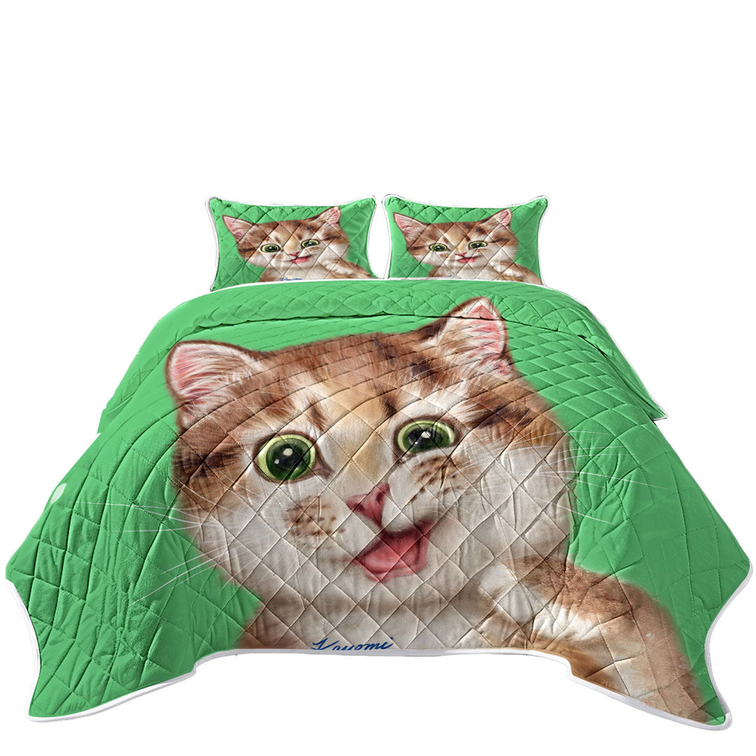 Childrens Print Cute Kitten Playful Cat California King Quilt Sets
