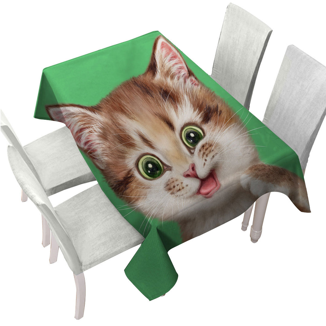 Childrens Print Cute Kitten Playful Cat Custom table Covers