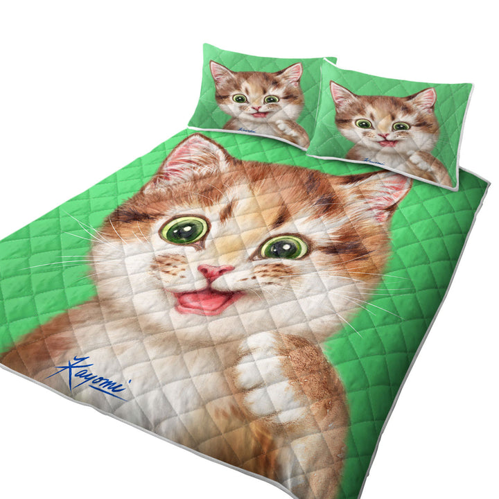Childrens Print Cute Kitten Playful Cat King Size Quilt Sets