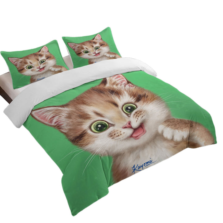 Childrens Print Cute Kitten Playful Cat Queen Size Duvet Cover