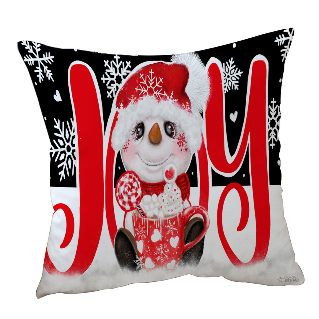 Christmas Cushions Joy Snowman Hot Cocoa Mug
