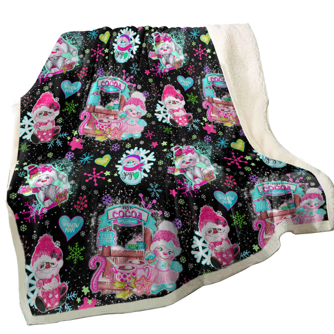 Christmas Decorative Throws Winter Colorful Snowman Pattern