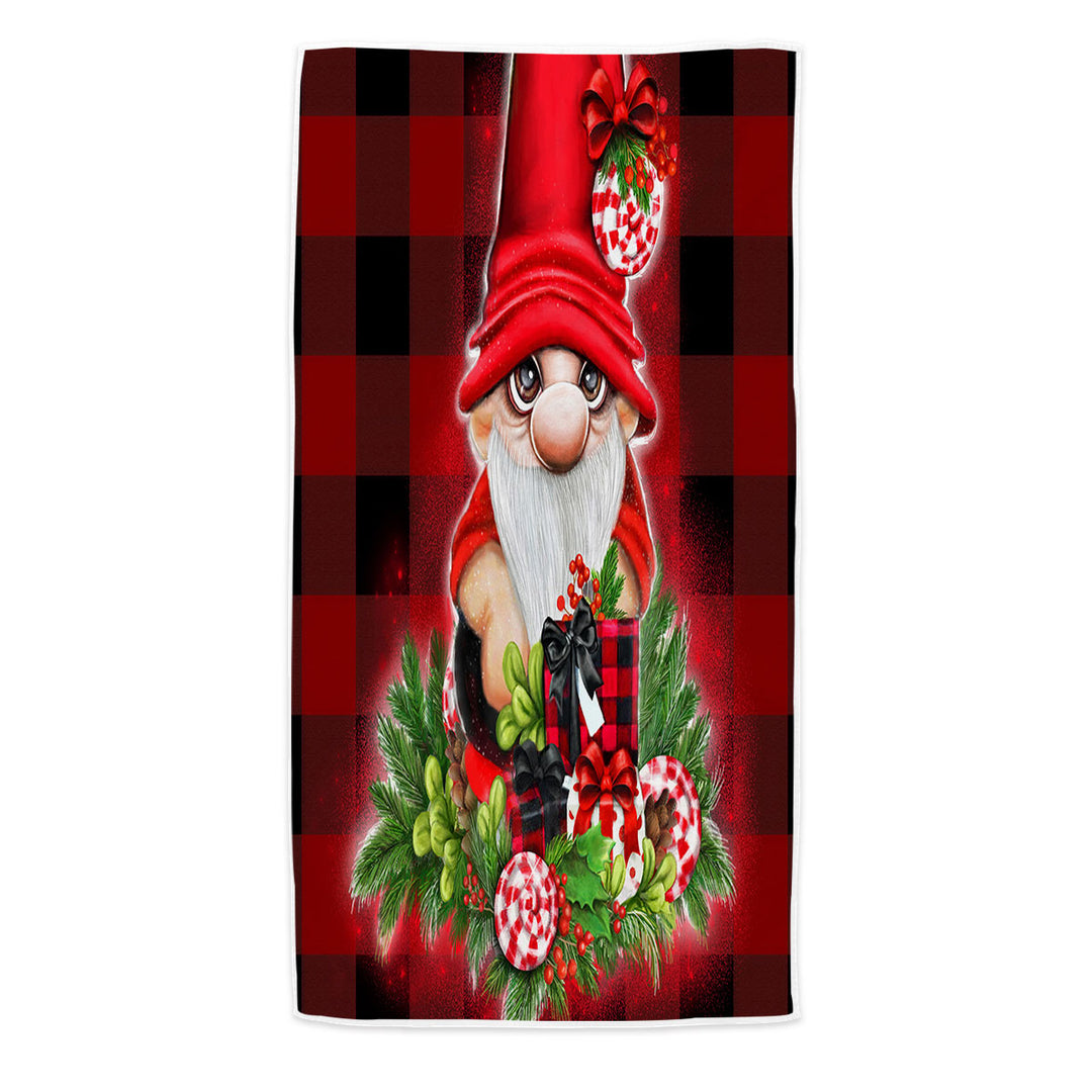 Christmas Plaid Cutie Gnome Pool Towels