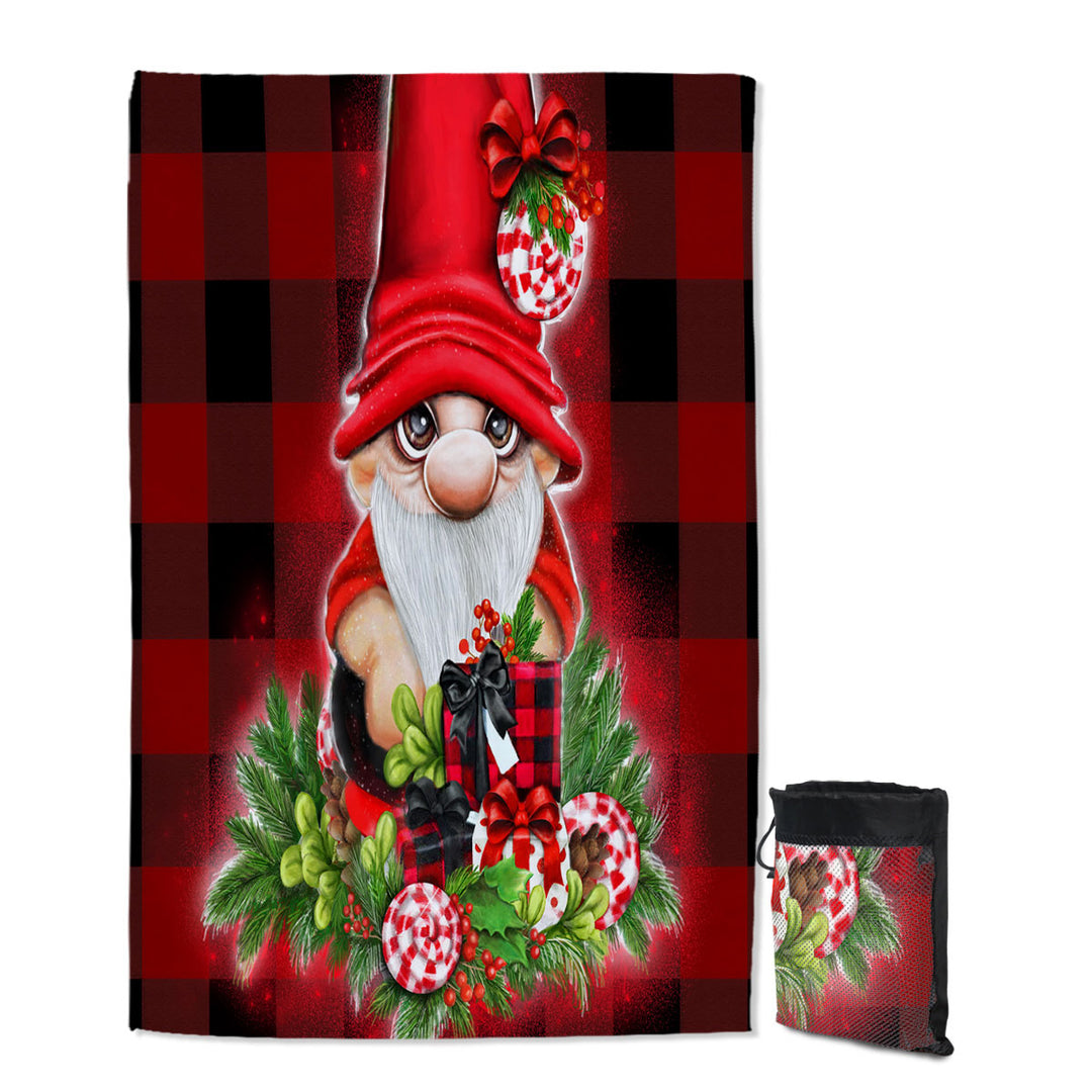 Christmas Plaid Cutie Gnome swimming Towels