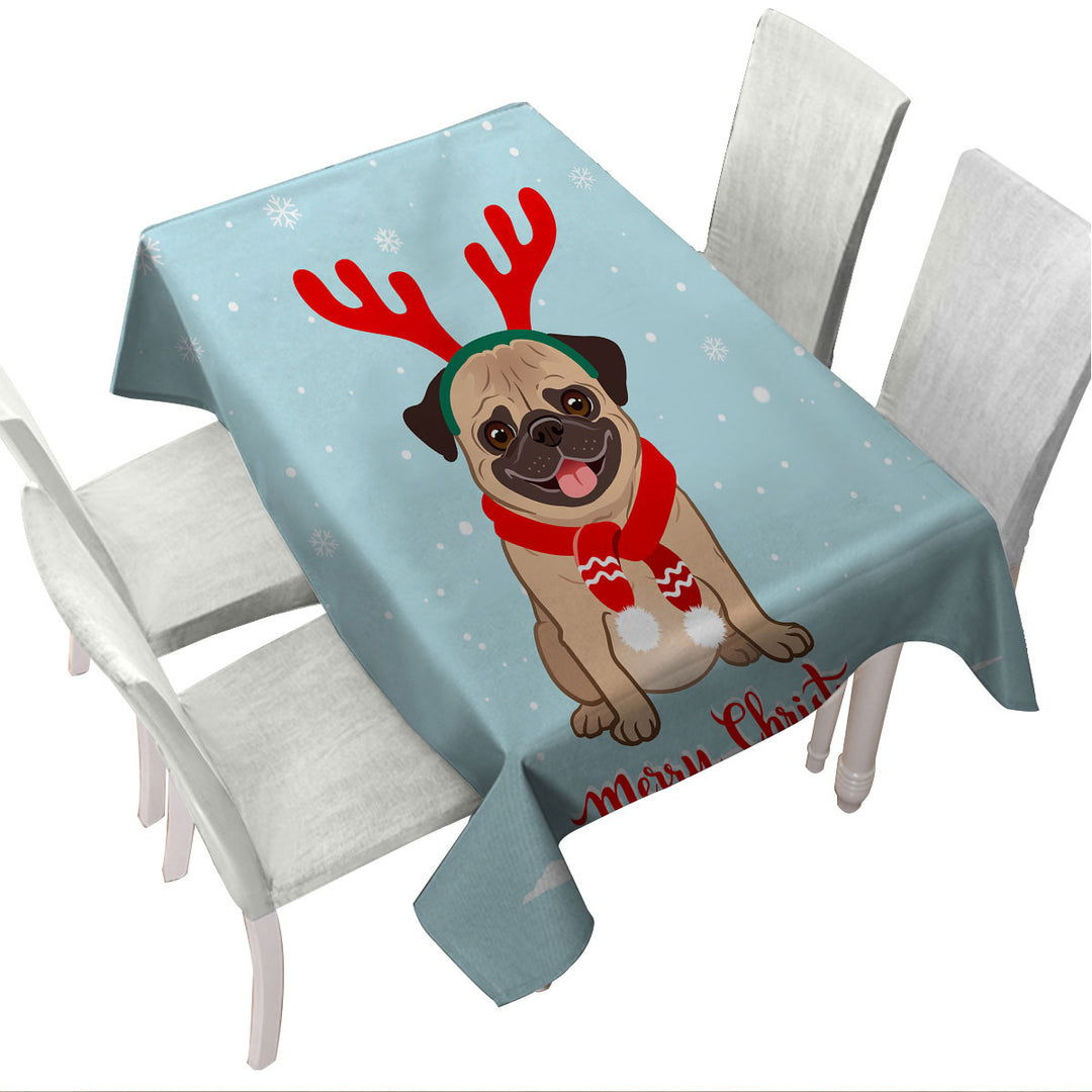 Christmas Pug Table Cover
