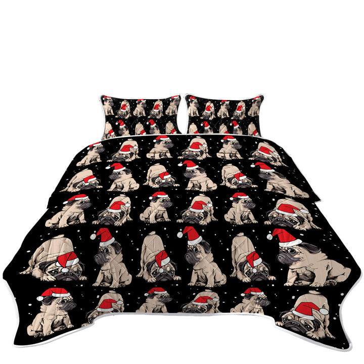 Christmas Spirit Cute Pug Dog Quilts