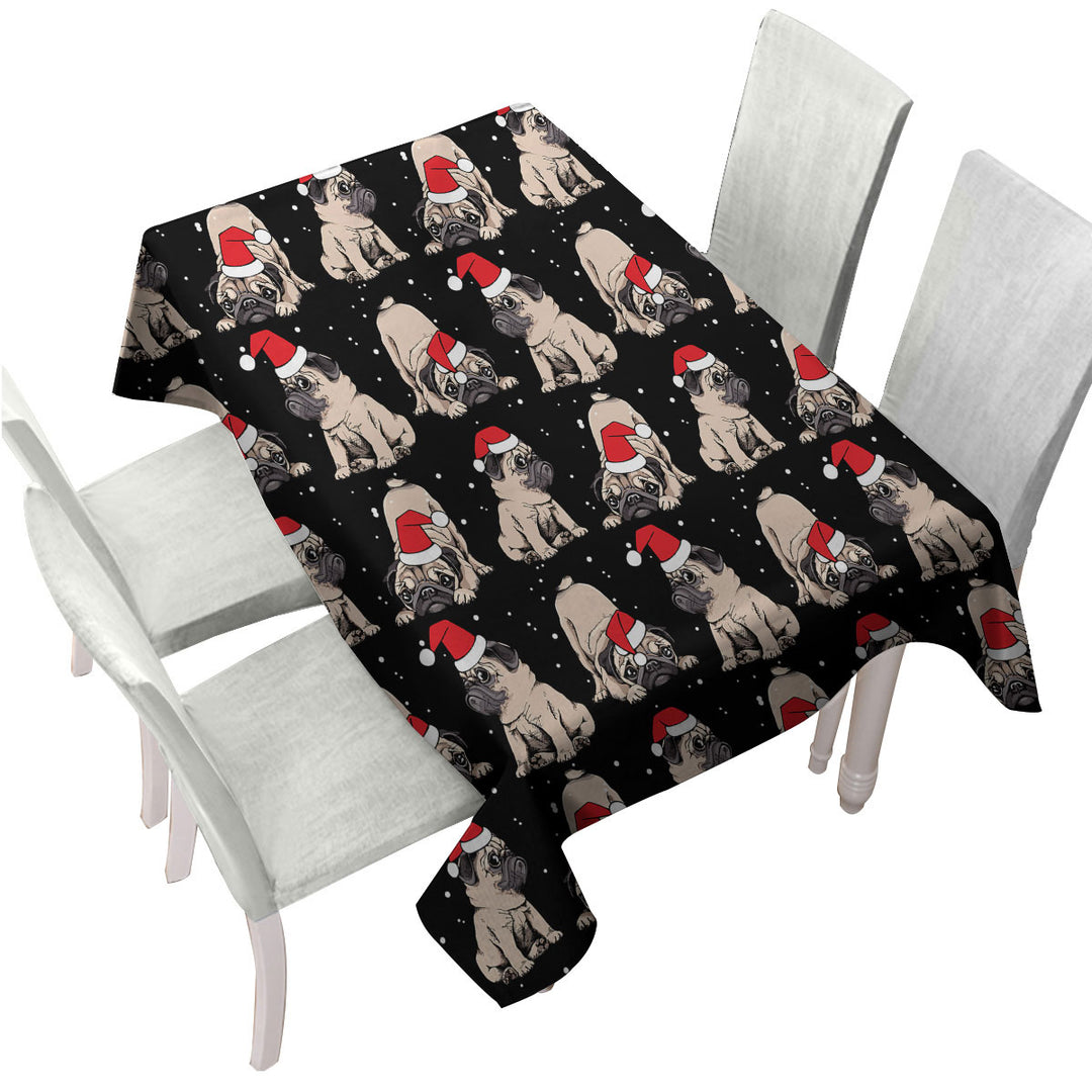 Christmas Spirit Cute Pug Dog Tablecloths