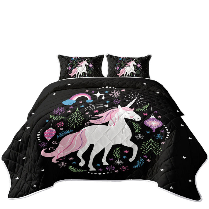 Christmas Spirit Unicorn King Size Quilt Sets