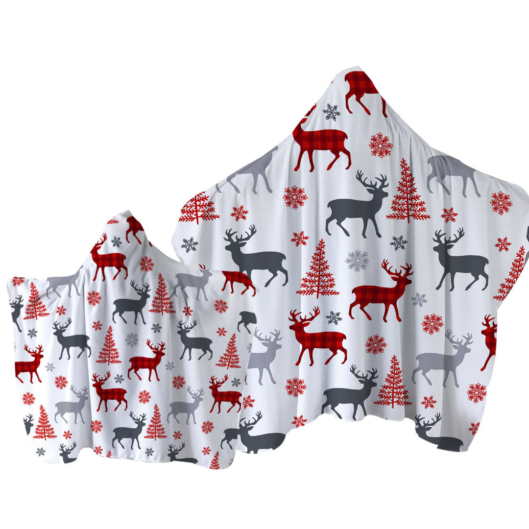 Christmas Tree Deer and Snow Pattern Towel Hoodie