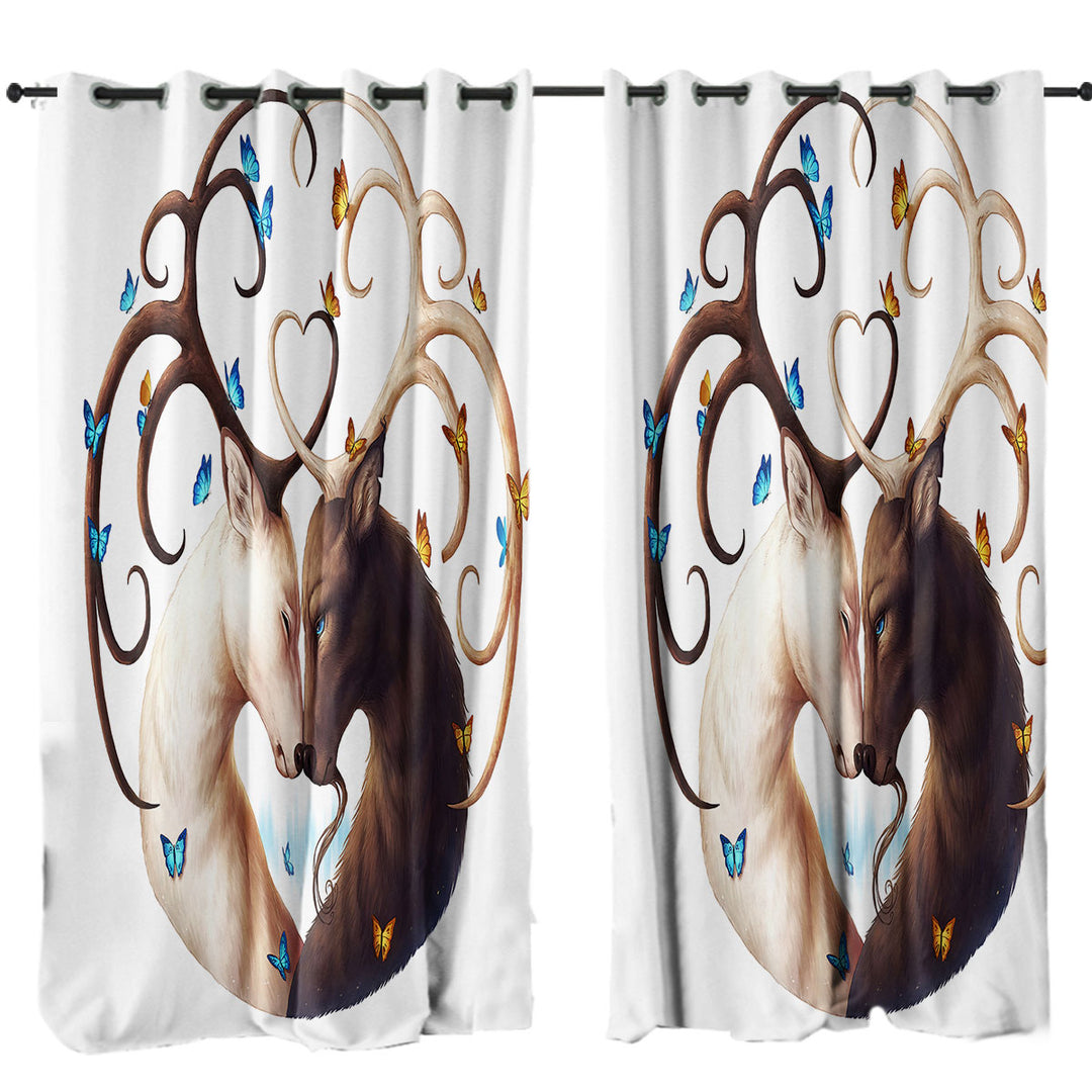 Circle of Life Butterflies and Yin Yang Deer Drapes