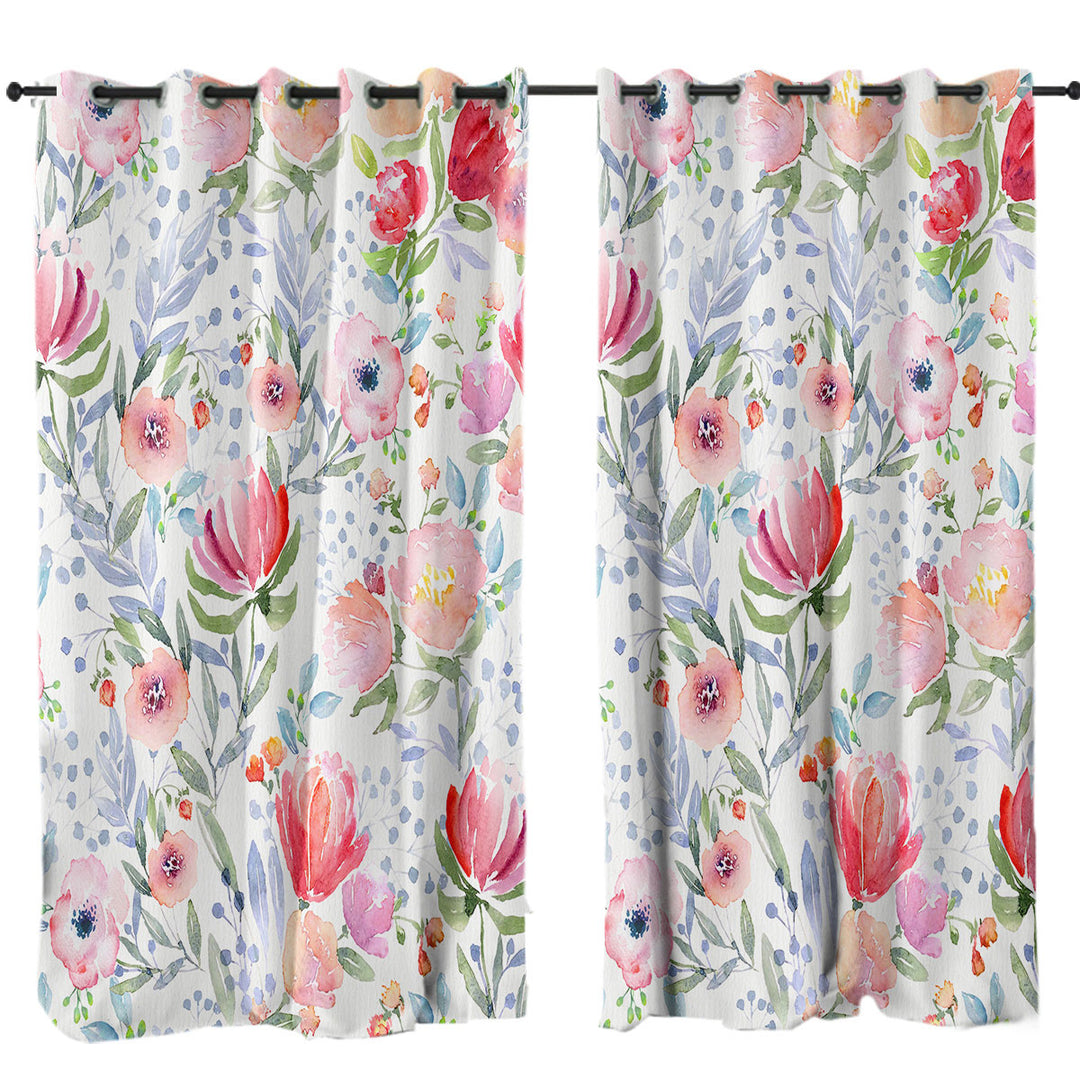 Classic Red Flowers Drapes