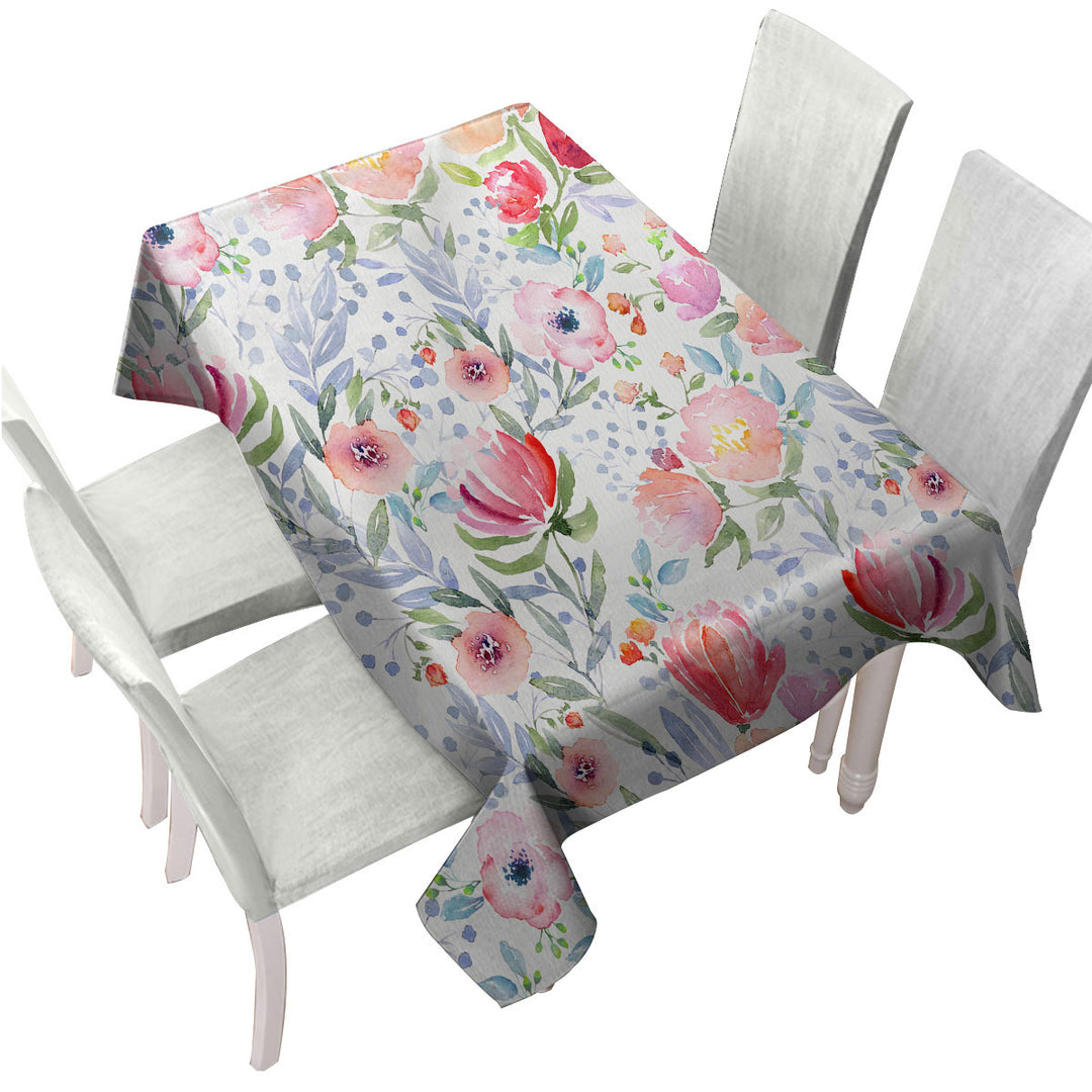 Classic Red Flowers Tablecloths