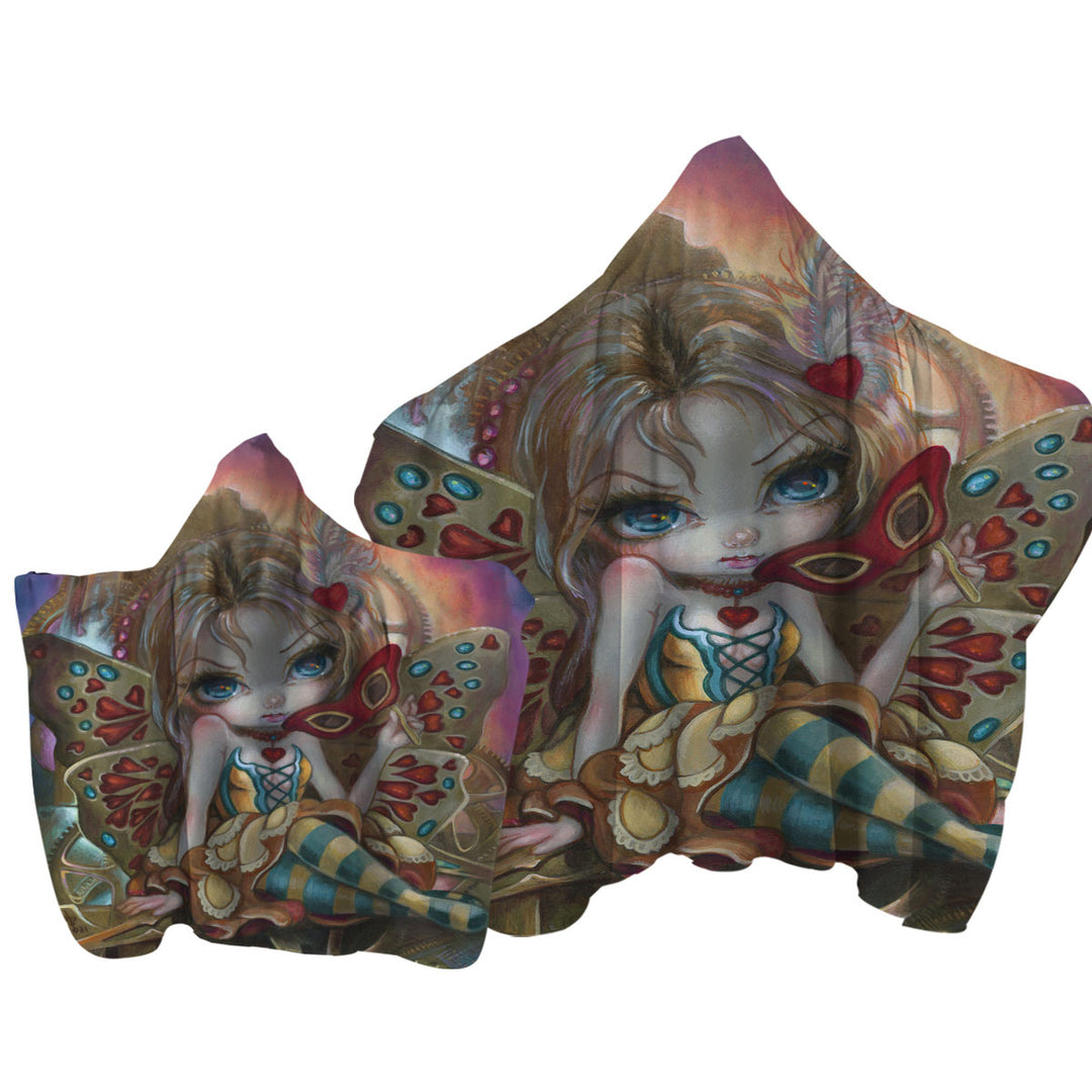Clockwork Valentine Masquerade Cute Fairy Girl Hooded Beach Towel