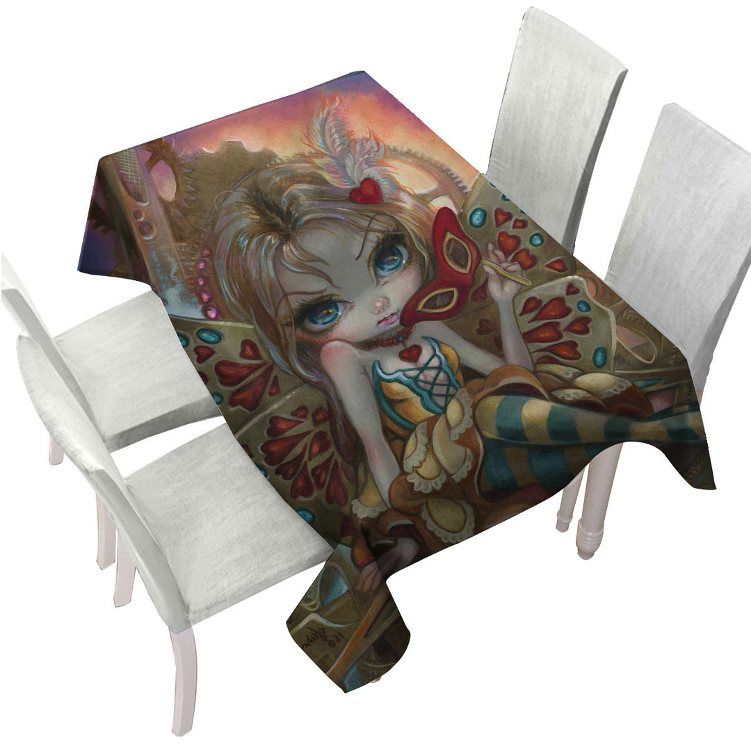 Clockwork Valentine Masquerade Cute Fairy Girl Tablecloths