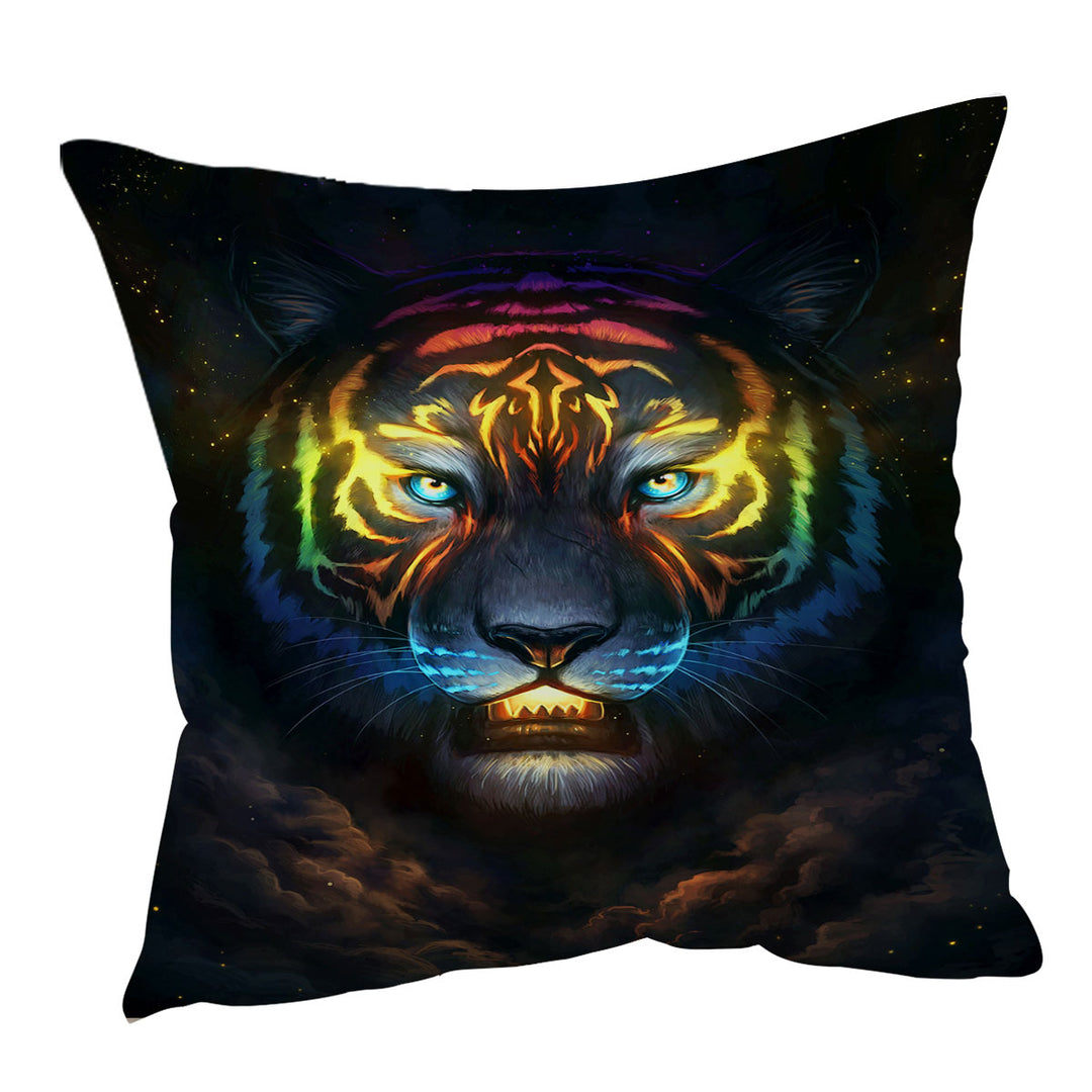 Color Soul Night Sky Colorful Tiger Cushion