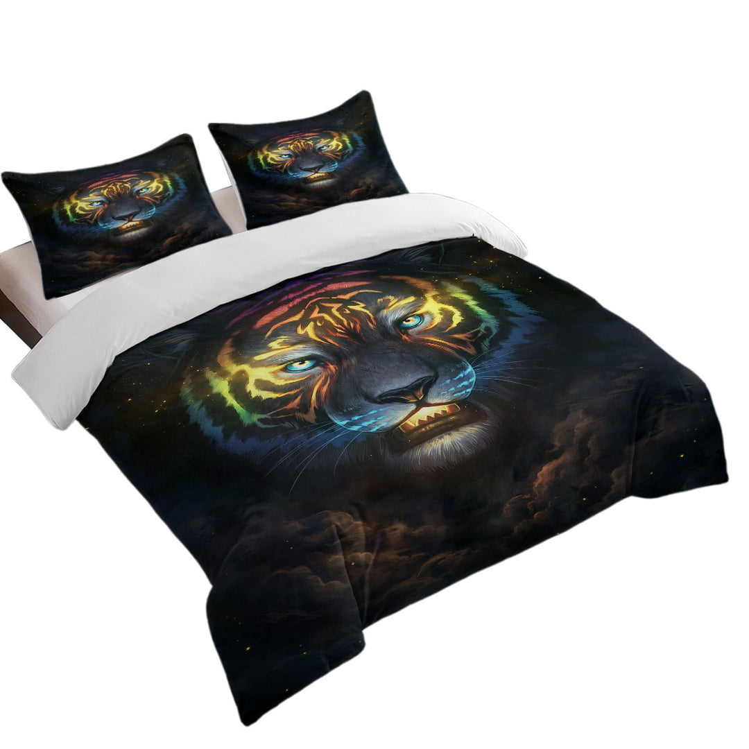 Color Soul Night Sky Colorful Tiger Queen Size Duvet Cover