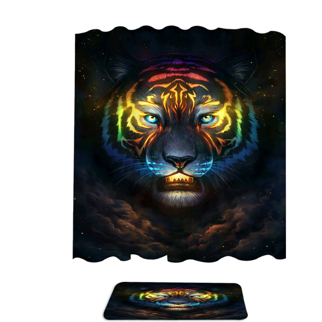 Color Soul Night Sky Colorful Tiger Shower Curtain