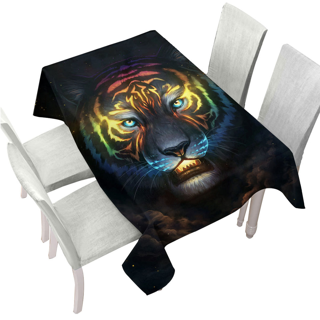 Color Soul Night Sky Colorful Tiger Tablecloths