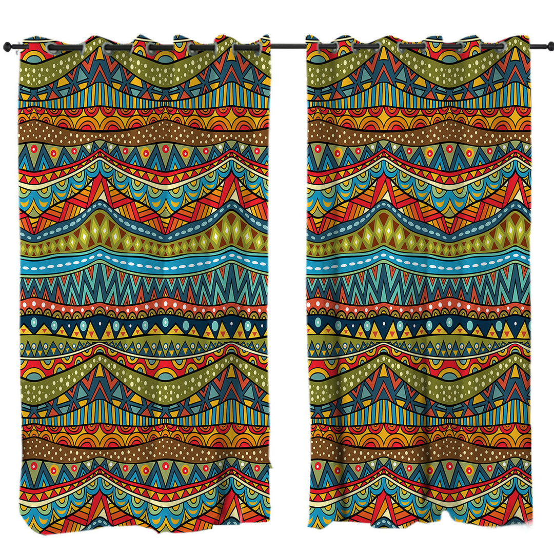 Colorful African Elements Drapes for Living Room