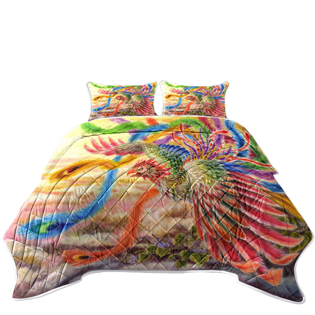 Colorful Art Houou Japanese Phoenix King Quilt