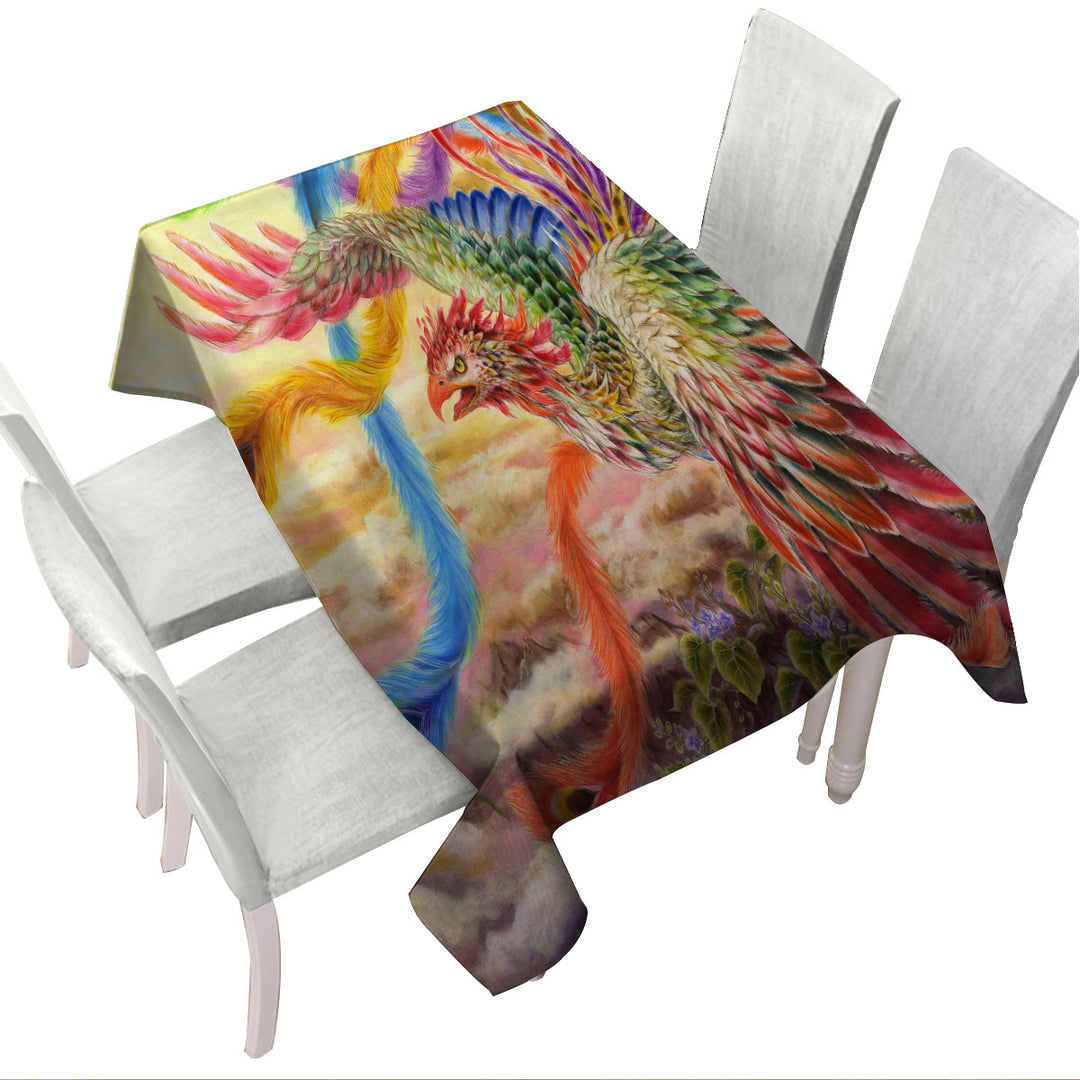 Colorful Art Houou Japanese Phoenix Tablecloths