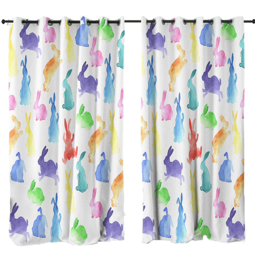 Colorful Bunnies for Kids Curtains for Bedroom