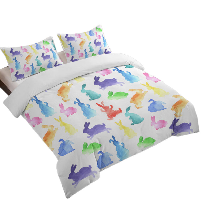 Colorful Bunnies for Kids King Duvet Cover set