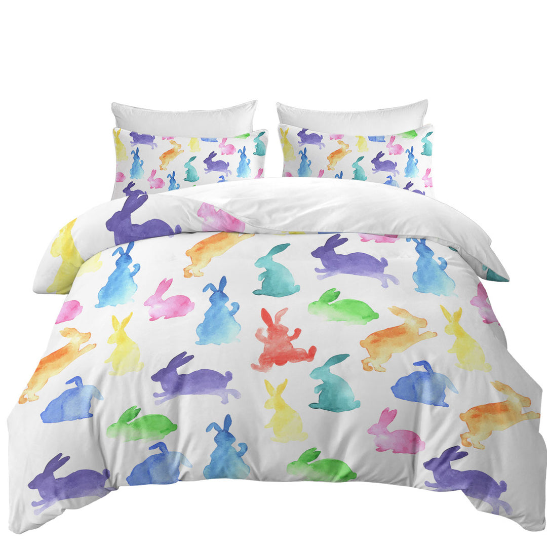 Colorful Bunnies for Kids King Size Duvet Cover