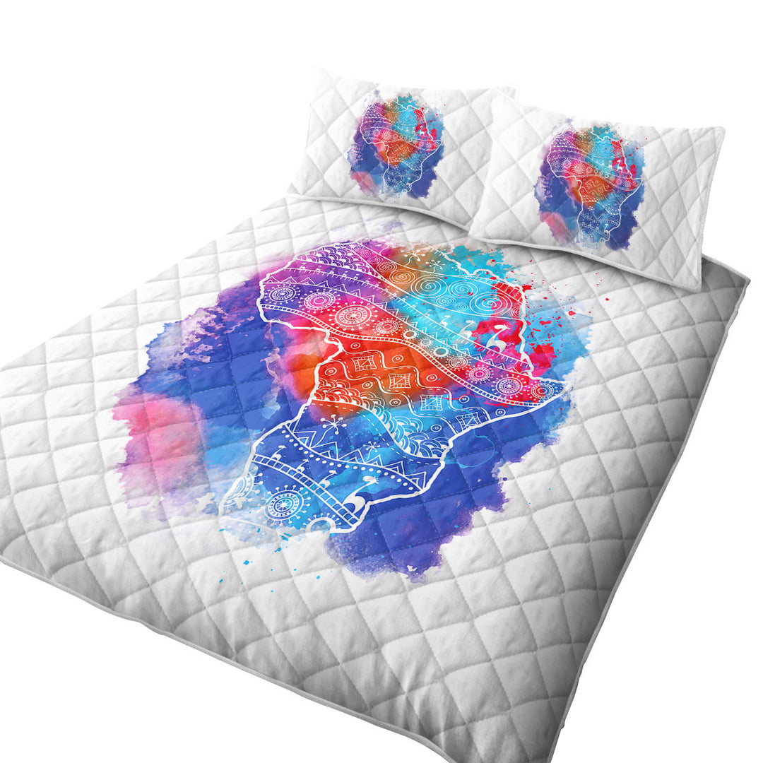 Colorful Color Stain Africa King Size Quilt