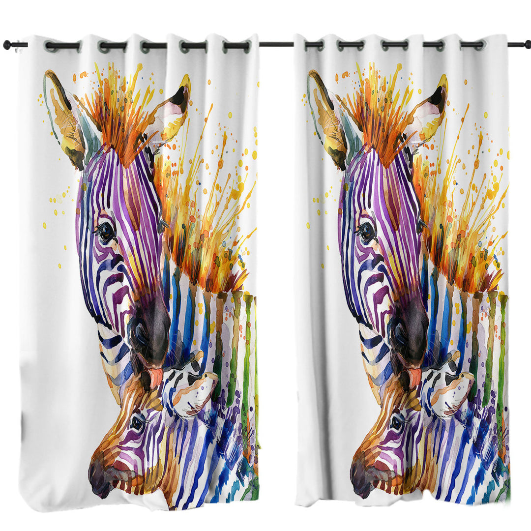 Colorful Colt and Momma Zebra Curtain