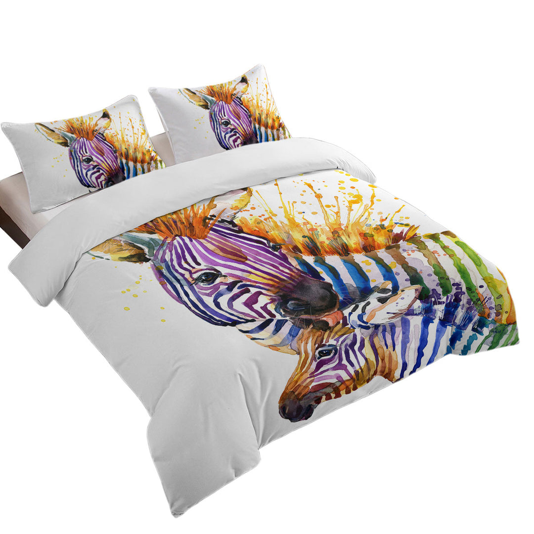 Colorful Colt and Momma Zebra Quilt Cover Sets