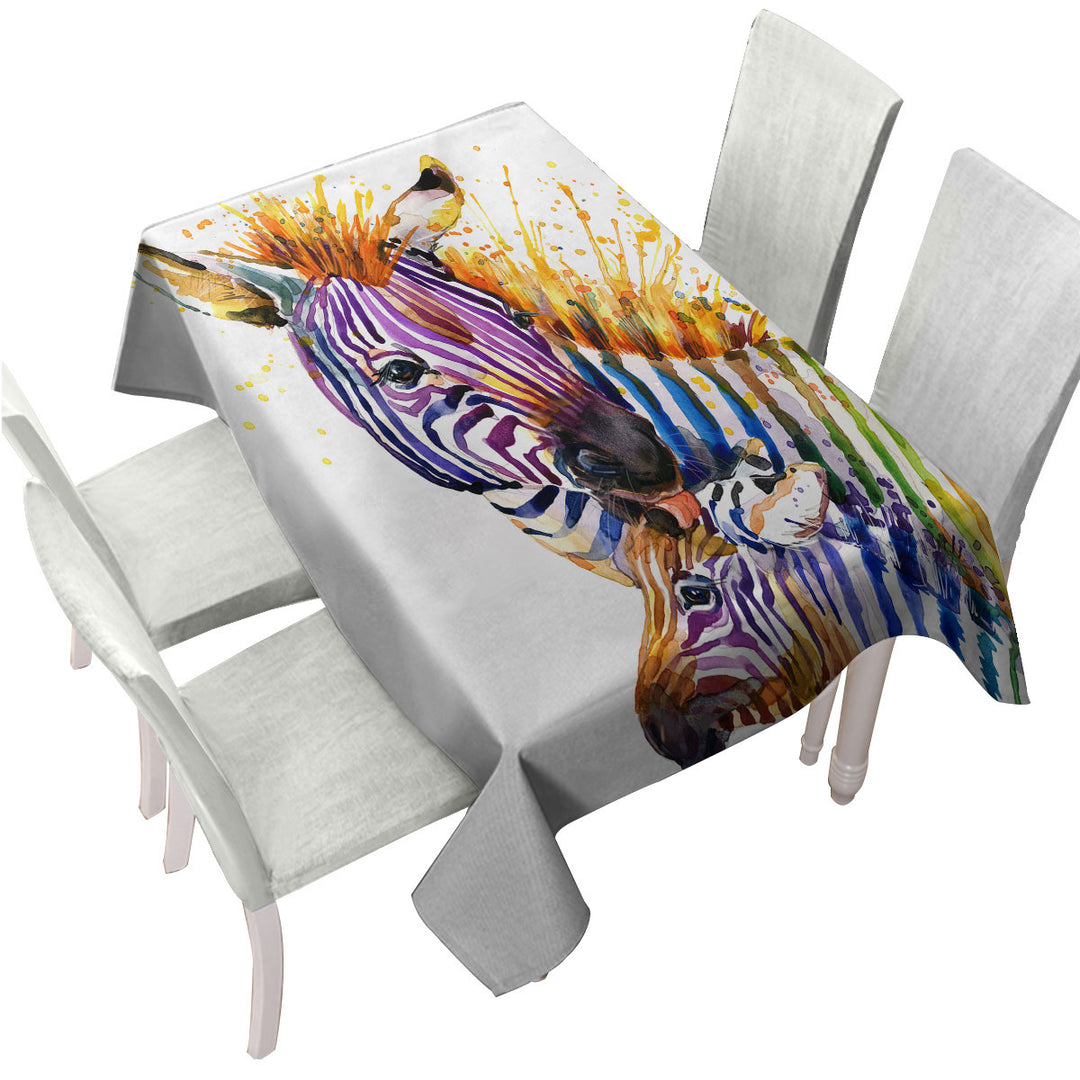 Colorful Colt and Momma Zebra Tablecloth