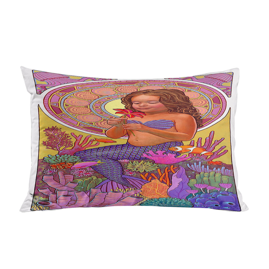 Colorful Coral and Mia the Girl Mermaid Pillowcases