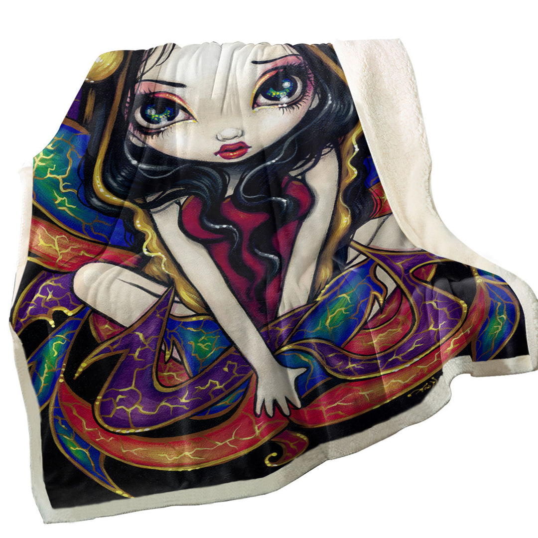 Colorful Couch Throws Magnificent Wings Big Eyed Fairy