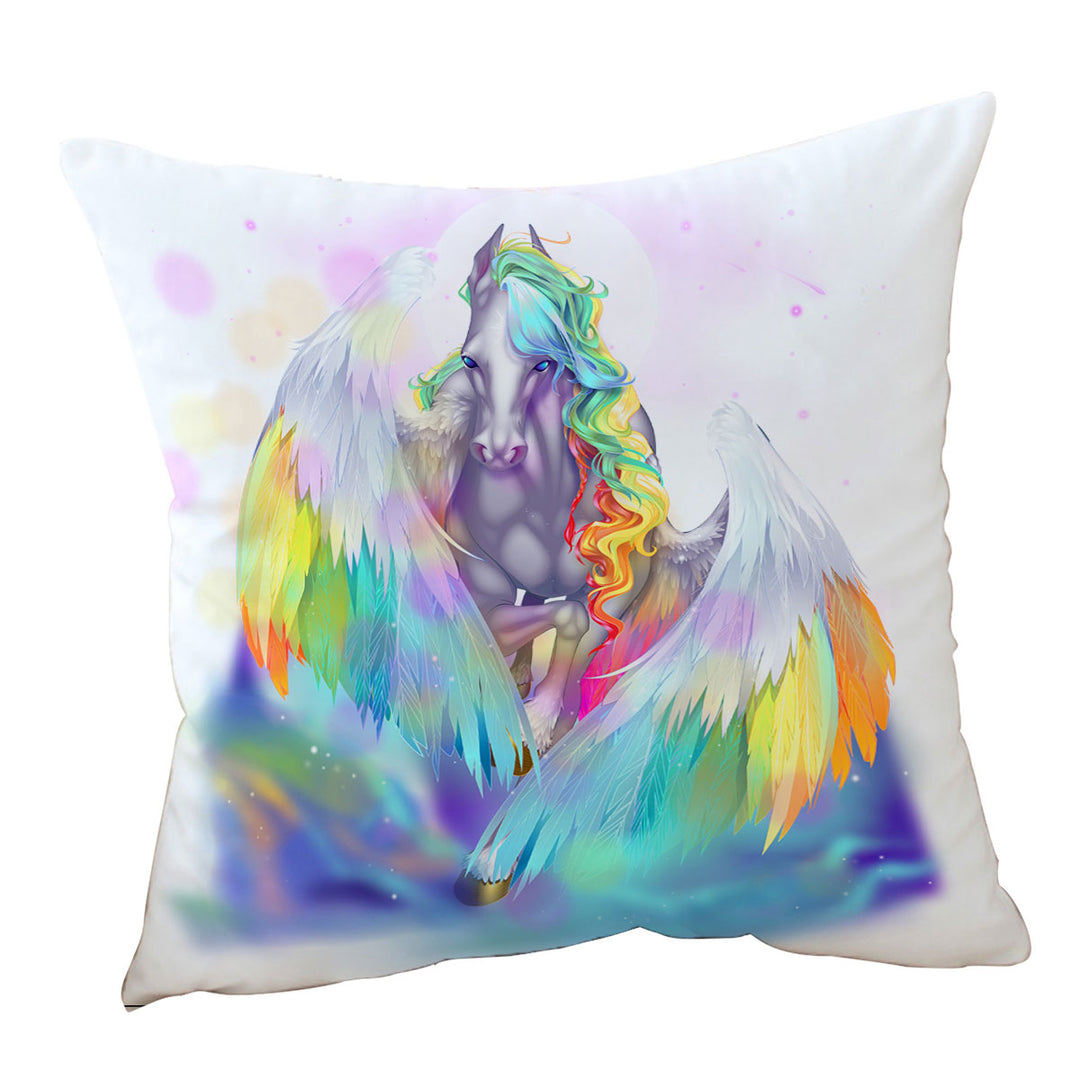 Colorful Cushion Covers Rainbows and Starlight Pegasus
