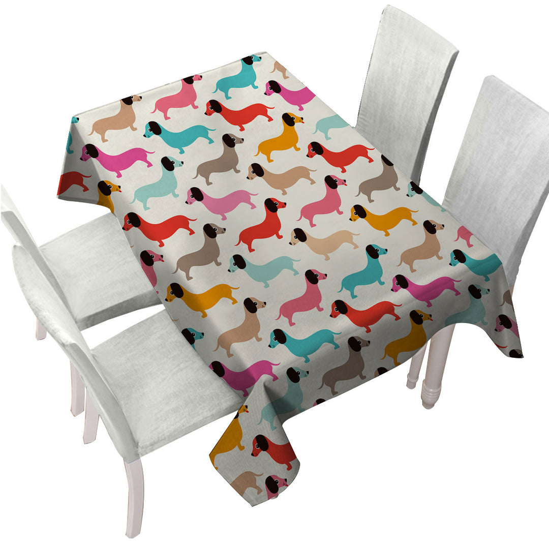 Colorful Dachshund Pattern Custom tablecloths