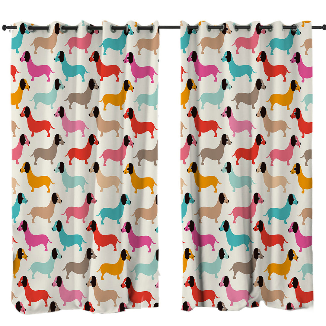 Colorful Dachshund Pattern Drapery