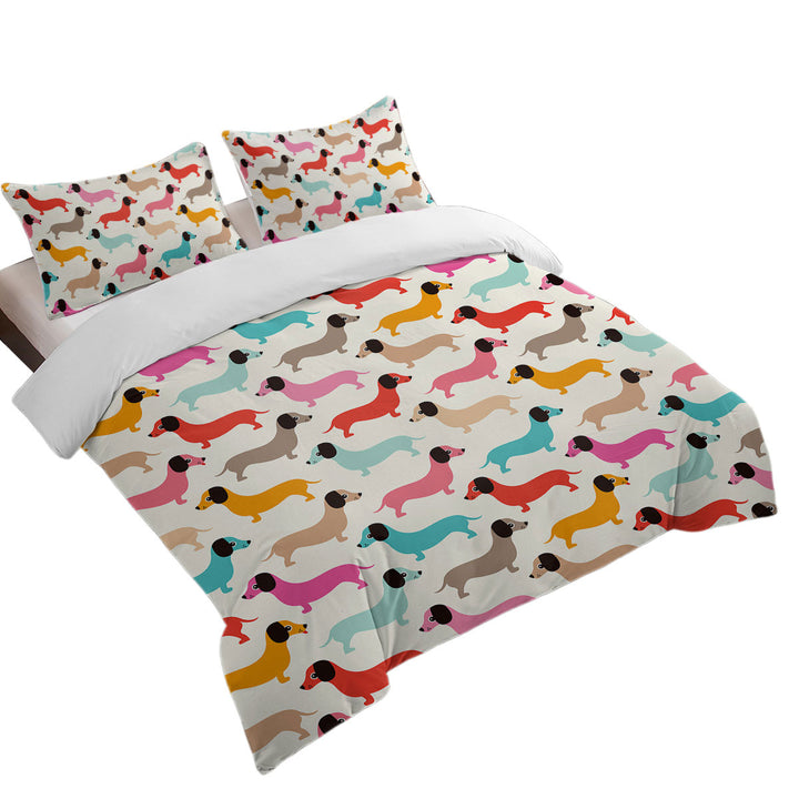 Colorful Dachshund Pattern full Size Duvet Cover