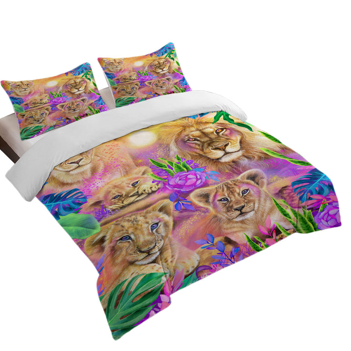 Colorful Daydream Lions King Size Duvet Cover