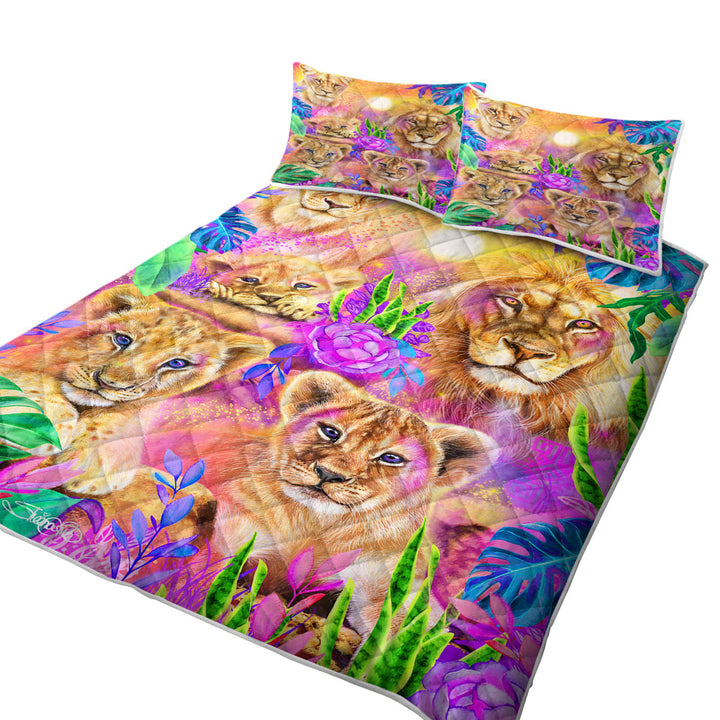 Colorful Daydream Lions Quilt