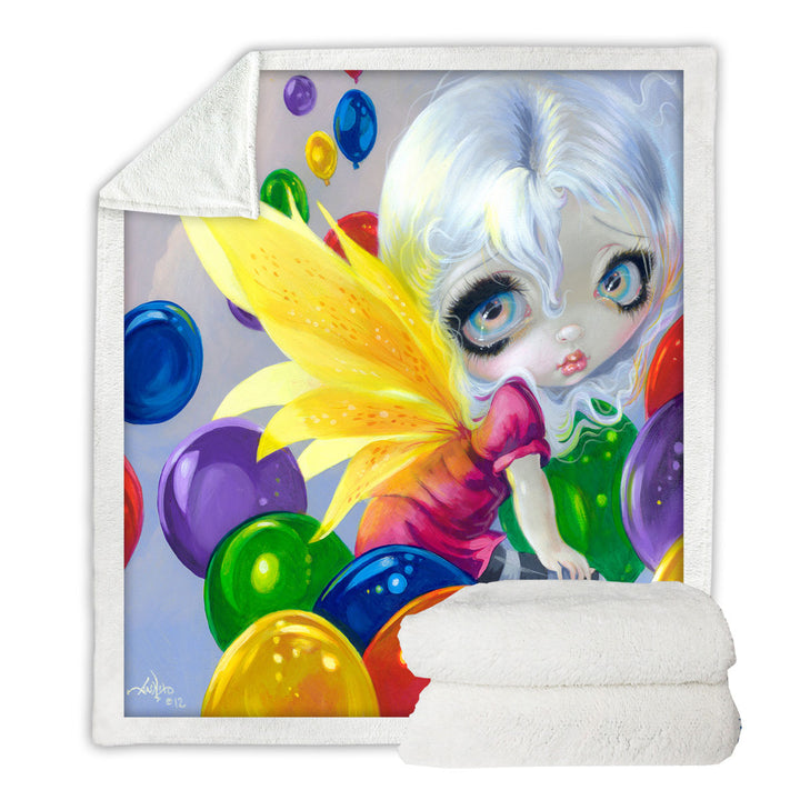 Colorful Decorative Throws Kids Fantasy Fairy Balloons