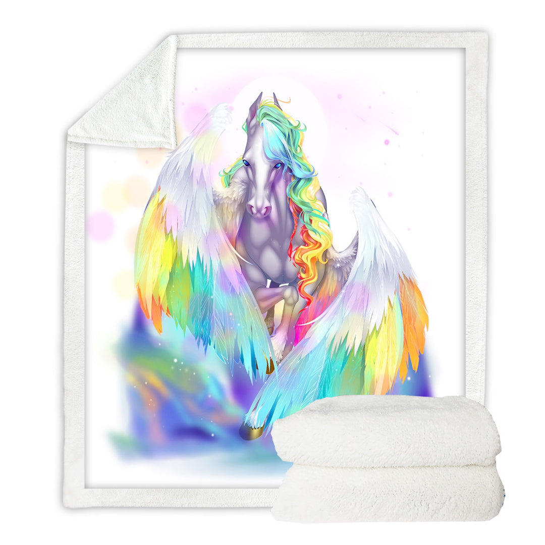 Colorful Decorative Throws Rainbows and Starlight Pegasus